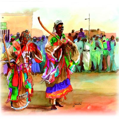 2-Sufi Dancecmyk_neu Paintings by HUSSEIN MIRGHANI, Sudan